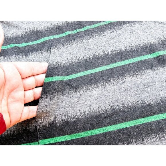 Zoo York Size Medium Mens Gray Black Green Stripe Lightweight Pullover Hoodie - Picture 7 of 11